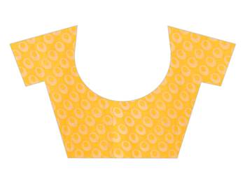 Yellow printed georgette saree with blouse 3