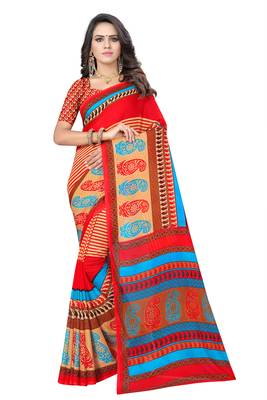 Multicolor printed georgette saree with blouse 1