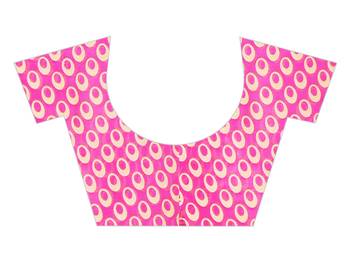 Pink printed georgette saree with blouse 3