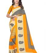 Yellow printed georgette saree with blouse