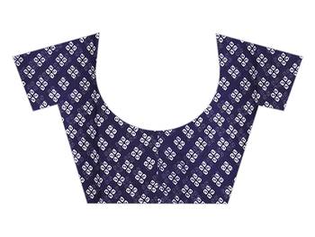Navy blue printed georgette saree with blouse 3