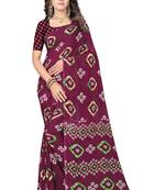 Magenta printed georgette saree with blouse