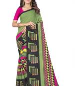 Green printed georgette saree with blouse