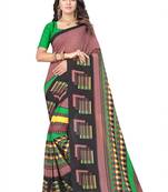 Brown printed georgette saree with blouse