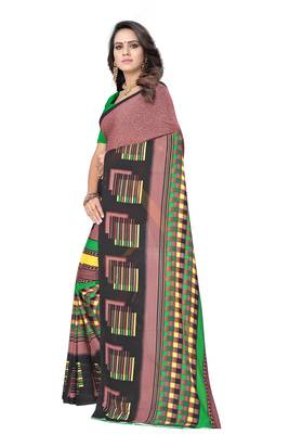 Brown printed georgette saree with blouse 2