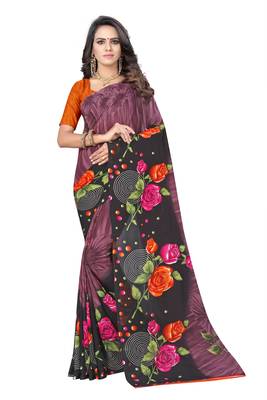 Multicolor printed georgette saree with blouse 1