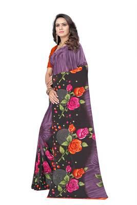 Multicolor printed georgette saree with blouse 2