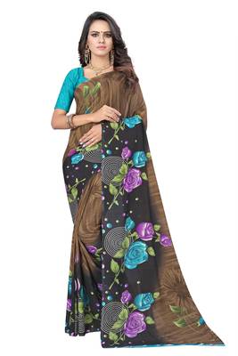 Multicolor printed georgette saree with blouse 1