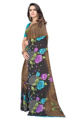 Multicolor printed georgette saree with blouse 2