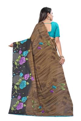 Multicolor printed georgette saree with blouse 3