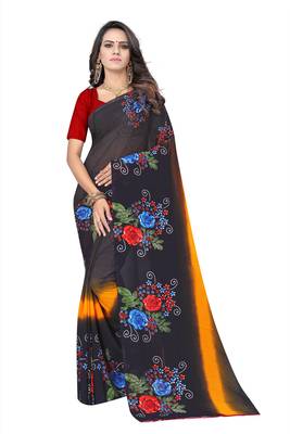 Multicolor printed georgette saree with blouse 1