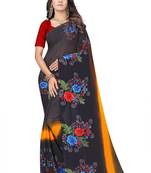 Multicolor printed georgette saree with blouse