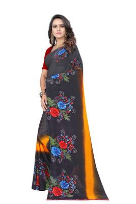 Multicolor printed georgette saree with blouse 2
