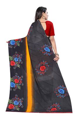 Multicolor printed georgette saree with blouse 3