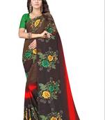 Multicolor printed georgette saree with blouse