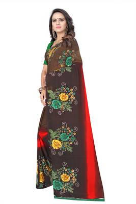 Multicolor printed georgette saree with blouse 2