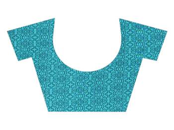 Sea green printed georgette saree with blouse 3
