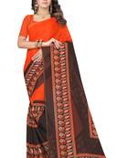 Orange printed georgette saree with blouse