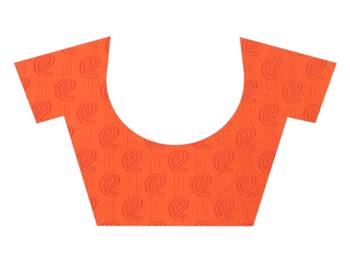 Orange printed georgette saree with blouse 3