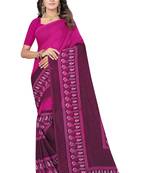 Pink printed georgette saree with blouse