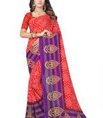 Peach printed georgette saree with blouse