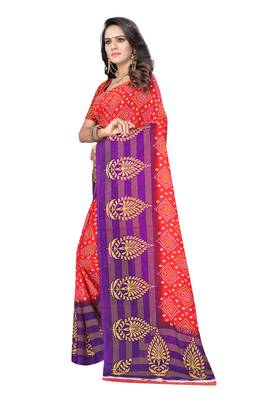 Peach printed georgette saree with blouse 2