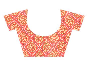 Peach printed georgette saree with blouse 3