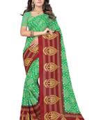 Green printed georgette saree with blouse