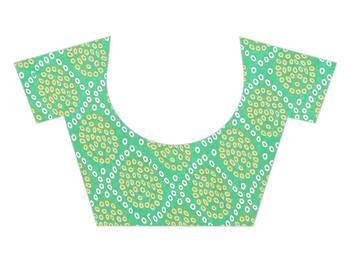 Green printed georgette saree with blouse 3