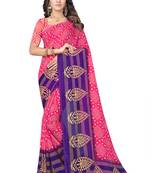 Pink printed georgette saree with blouse