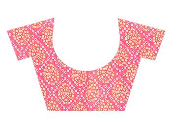 Pink printed georgette saree with blouse 3
