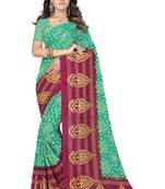 Green printed georgette saree with blouse