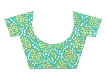 Green printed georgette saree with blouse 3