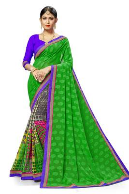 Multicolor printed georgette saree with blouse 1