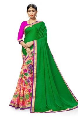 Multicolor printed georgette saree with blouse 1