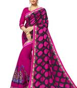 Pink printed georgette saree with blouse