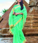 Turquoise woven cotton saree with blouse
