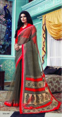 Grey woven cotton silk saree with blouse 1