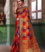 Multicolor woven banarasi saree with blouse