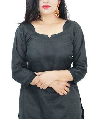 Black Kota Doria Cotton Aqinprint Dress Material With Bottom 4