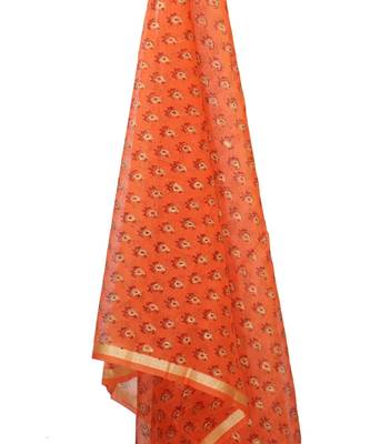 Black Orange Kota Doria Cotton Contras Print Dress Material With Bottom 3
