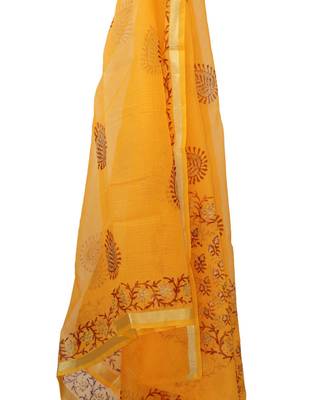 Black Yellow Kota Doria Cotton Contras Print Dress Material With Bottom 3