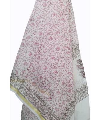 White Kota Doria Cotton Printed Dress Material With Bottom 3