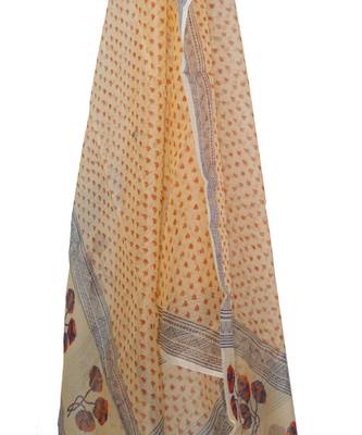 Light Yellow Kota Doria Cotton Printed Dress Material With Bottom 3