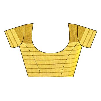 Yellow Striped Print Cotton Saree With Blouse 5