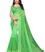 Perrot Green  Striped Print Cotton Saree With Blouse