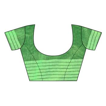 Perrot Green  Striped Print Cotton Saree With Blouse 5
