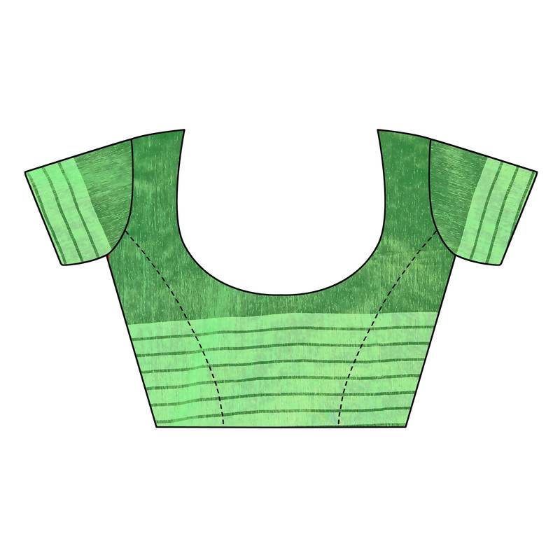 Perrot Green  Striped Print Cotton Saree With Blouse