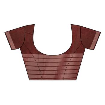 Brown Striped Print Cotton Saree With Blouse 5