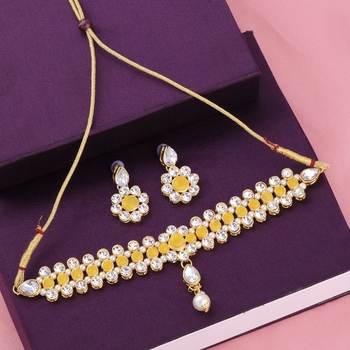 Gold Plated Party Wear Yellow Choker 